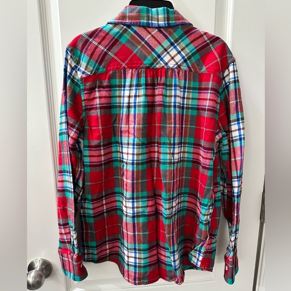 Lands' End Women’s Red and Green Button Down Shirt - Picture 2 of 4